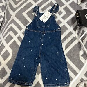 Zara Blue Kids Overalls with Heart Accents